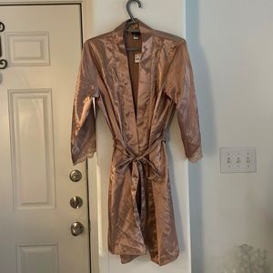 Fredrick’s of Hollywood Satin Robe with Lace Trim Size L